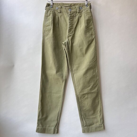 Nigel Cabourn Lybro pleated chinos , Army green, Size 28 L75 - Picture 5 of 15